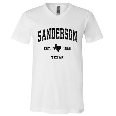 Sanderson Texas Tx Vintage Established Athletic Sports Design V-Neck T-Shirt