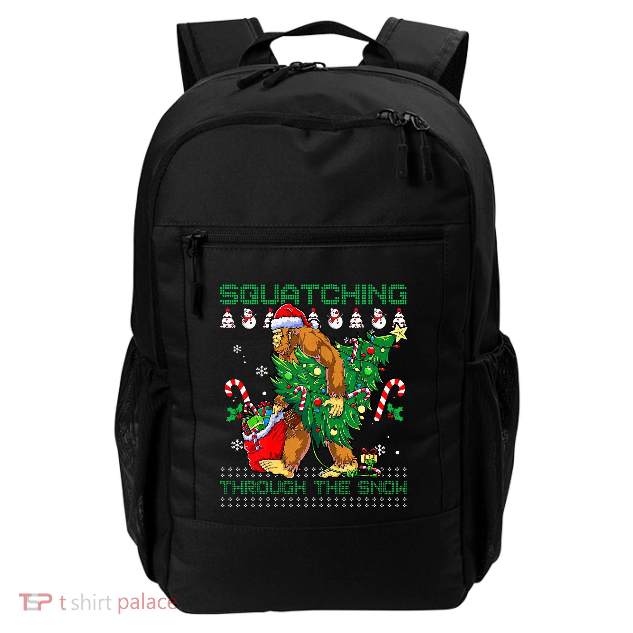 Squatching Through The Snow Squatch Santa Bigfoot Daily Commute Backpack