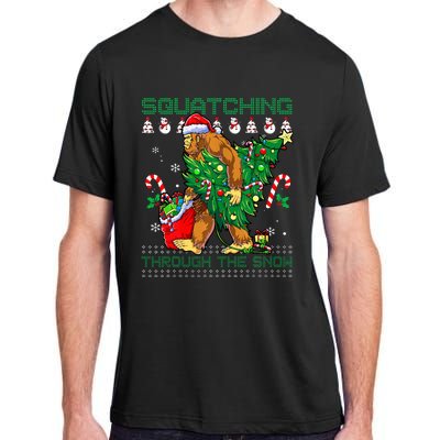 Squatching Through The Snow Squatch Santa Bigfoot Adult ChromaSoft Performance T-Shirt