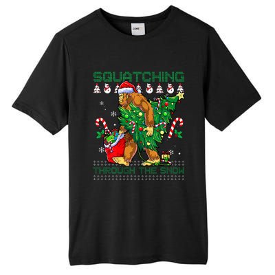 Squatching Through The Snow Squatch Santa Bigfoot Tall Fusion ChromaSoft Performance T-Shirt