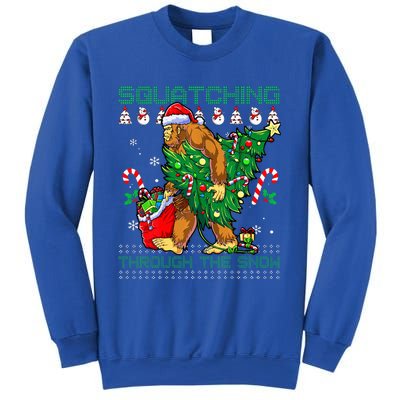 Squatching Through The Snow Squatch Santa Bigfoot Sweatshirt