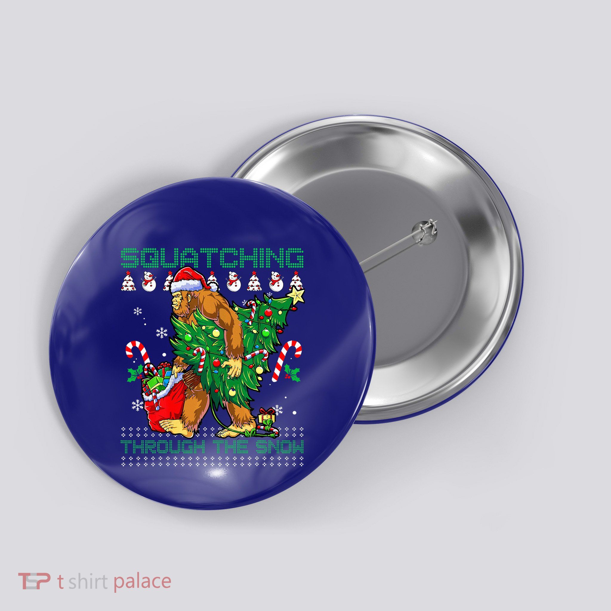 Squatching Through The Snow Squatch Santa Bigfoot Button