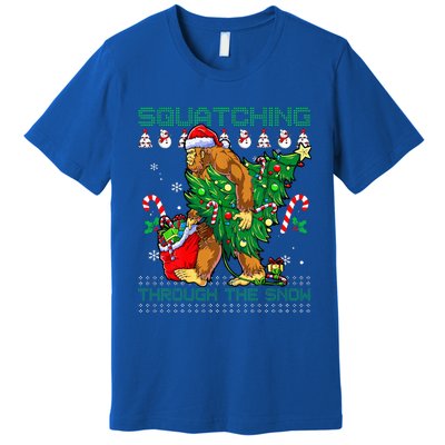 Squatching Through The Snow Squatch Santa Bigfoot Premium T-Shirt