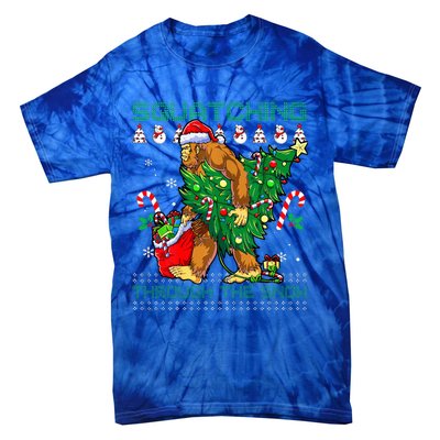 Squatching Through The Snow Squatch Santa Bigfoot Tie-Dye T-Shirt