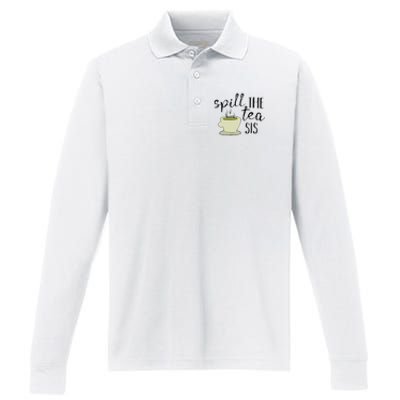 Spill The Tea Sis Performance Long Sleeve Polo