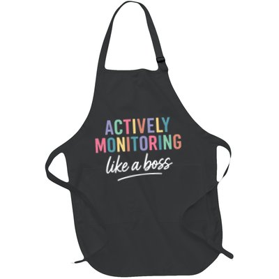 State Testing Teacher Actively Monitoring Like A Boss Full-Length Apron With Pockets