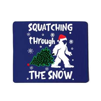 Squatching Through The Snow Christmas Sasquatch Santa Hat Mousepad