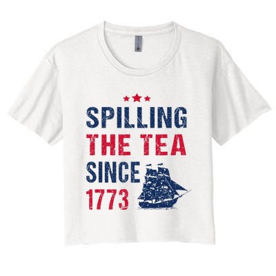 Spilling The Tea Since 1773 Slogan For Patriotic Pride Party Women's Crop Top Tee