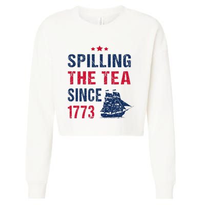 Spilling The Tea Since 1773 Slogan For Patriotic Pride Party Cropped Pullover Crew