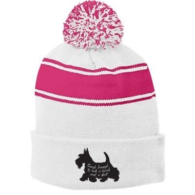 Scottish Terrier Tough Enough To Rock A Beard And A Skirt Stripe Pom Pom Beanie