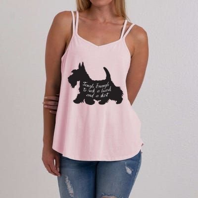 Scottish Terrier Tough Enough To Rock A Beard And A Skirt Women's Strappy Tank