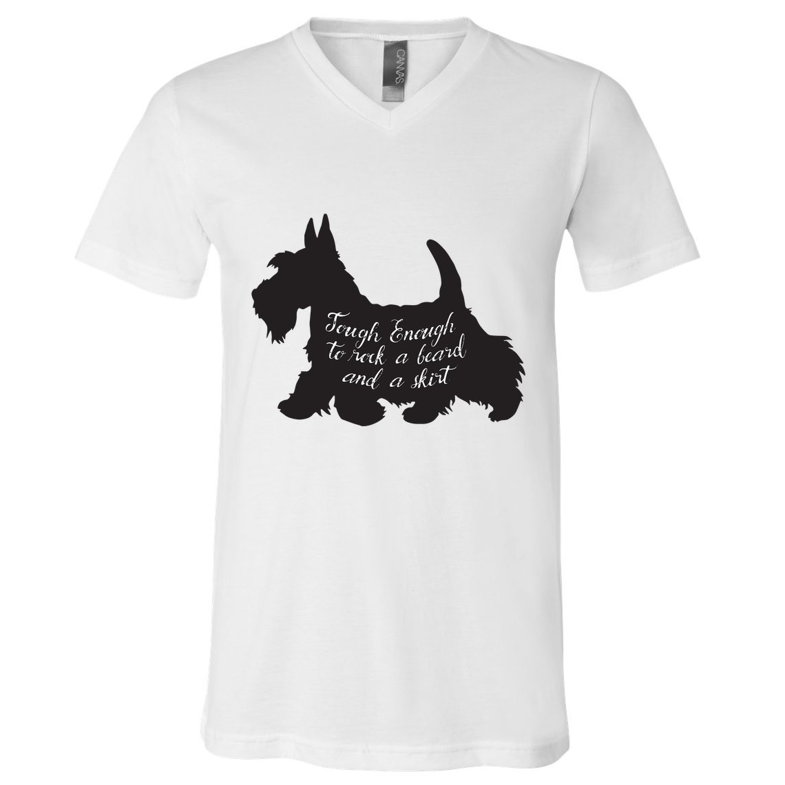 Scottish Terrier Tough Enough To Rock A Beard And A Skirt V-Neck T-Shirt