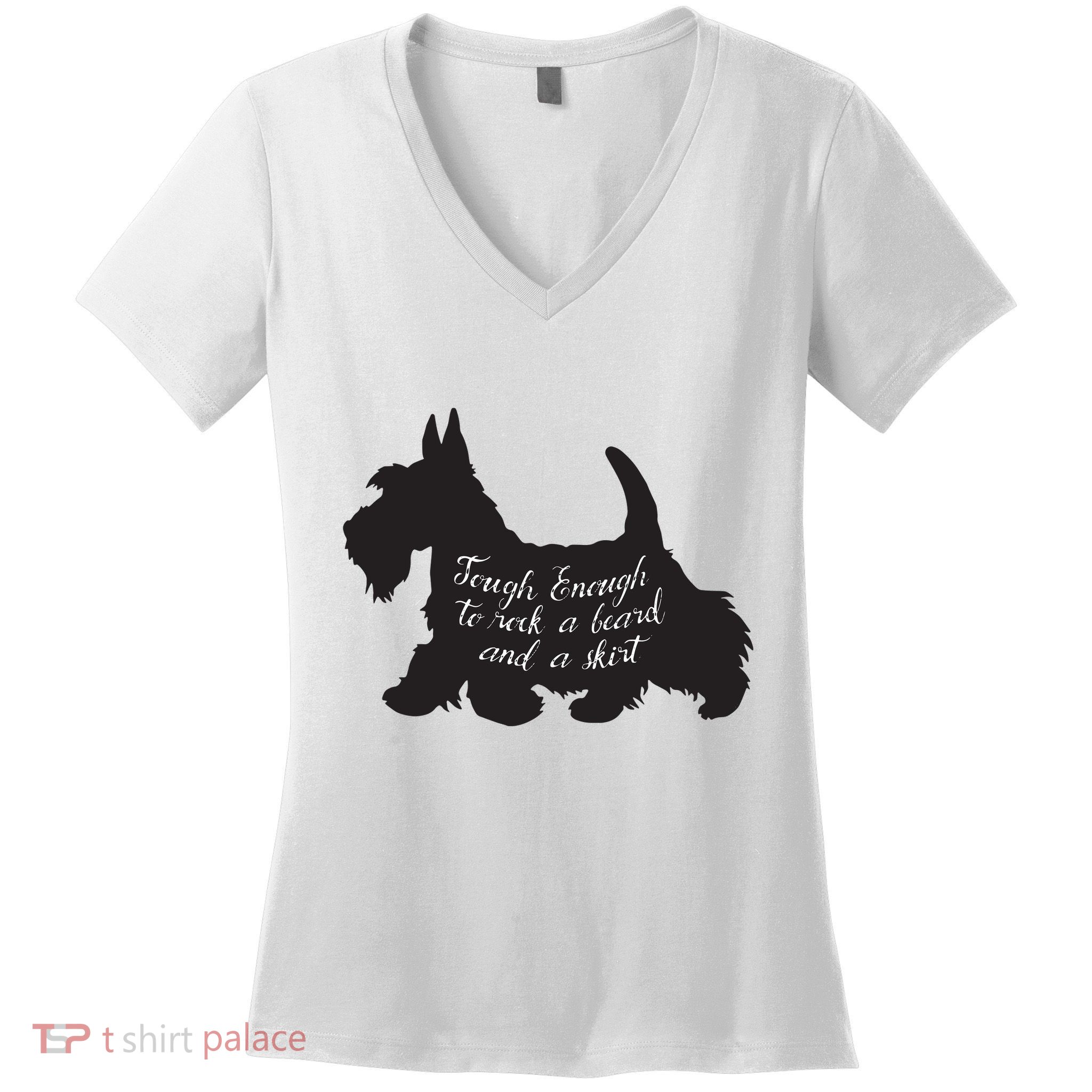 Scottish Terrier Tough Enough To Rock A Beard And A Skirt Women's V-Neck T-Shirt