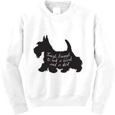 Scottish Terrier Tough Enough To Rock A Beard And A Skirt Kids Sweatshirt