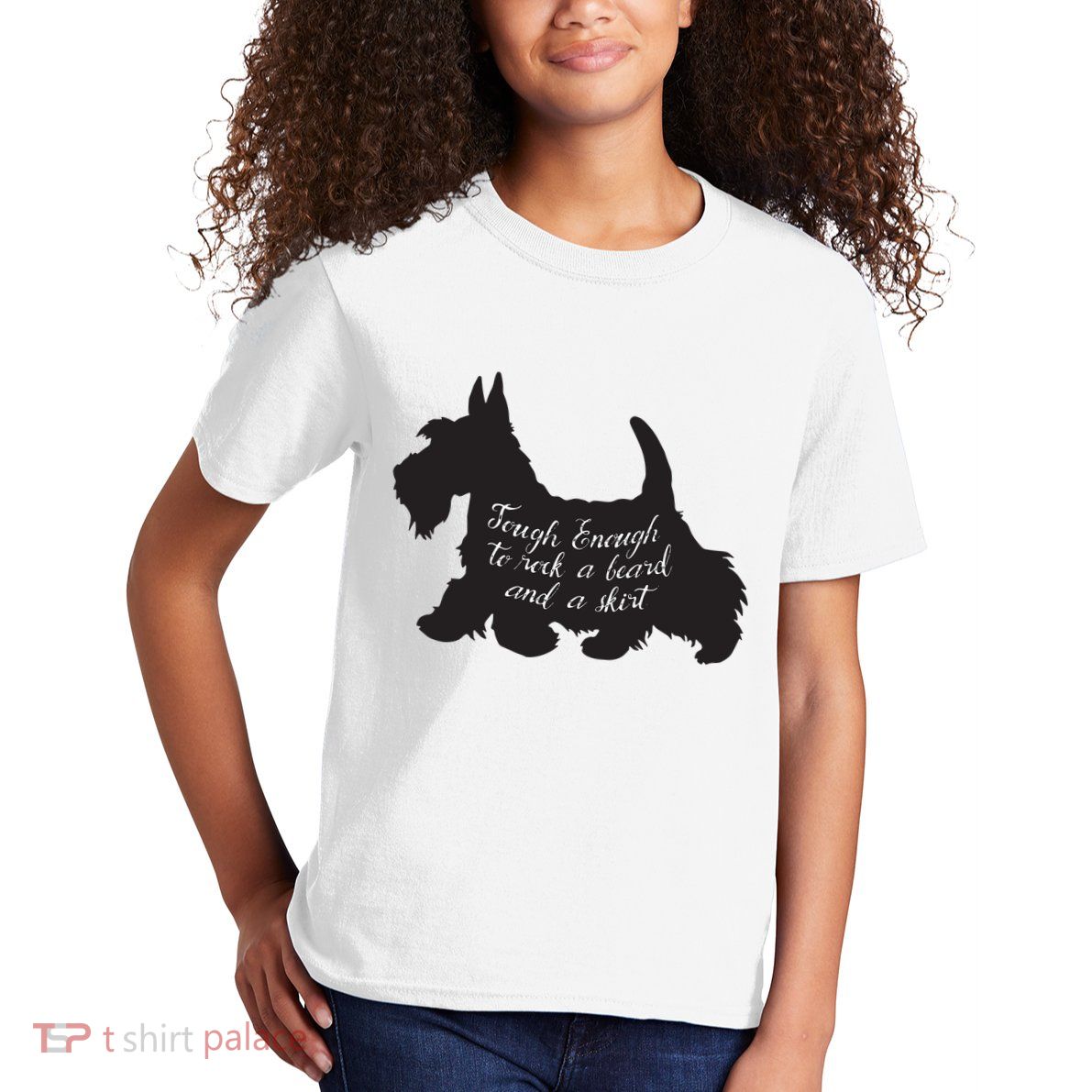 Scottish Terrier Tough Enough To Rock A Beard And A Skirt Kids T-Shirt