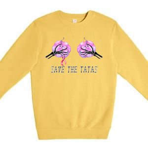 Save The TaTas Halloween Breast Cancer Awareness Premium Crewneck Sweatshirt