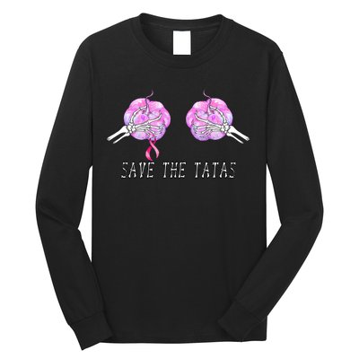 Save The TaTas Halloween Breast Cancer Awareness Long Sleeve Shirt
