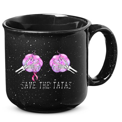 Save The TaTas Halloween Breast Cancer Awareness 15oz Campfire Ceramic Mug