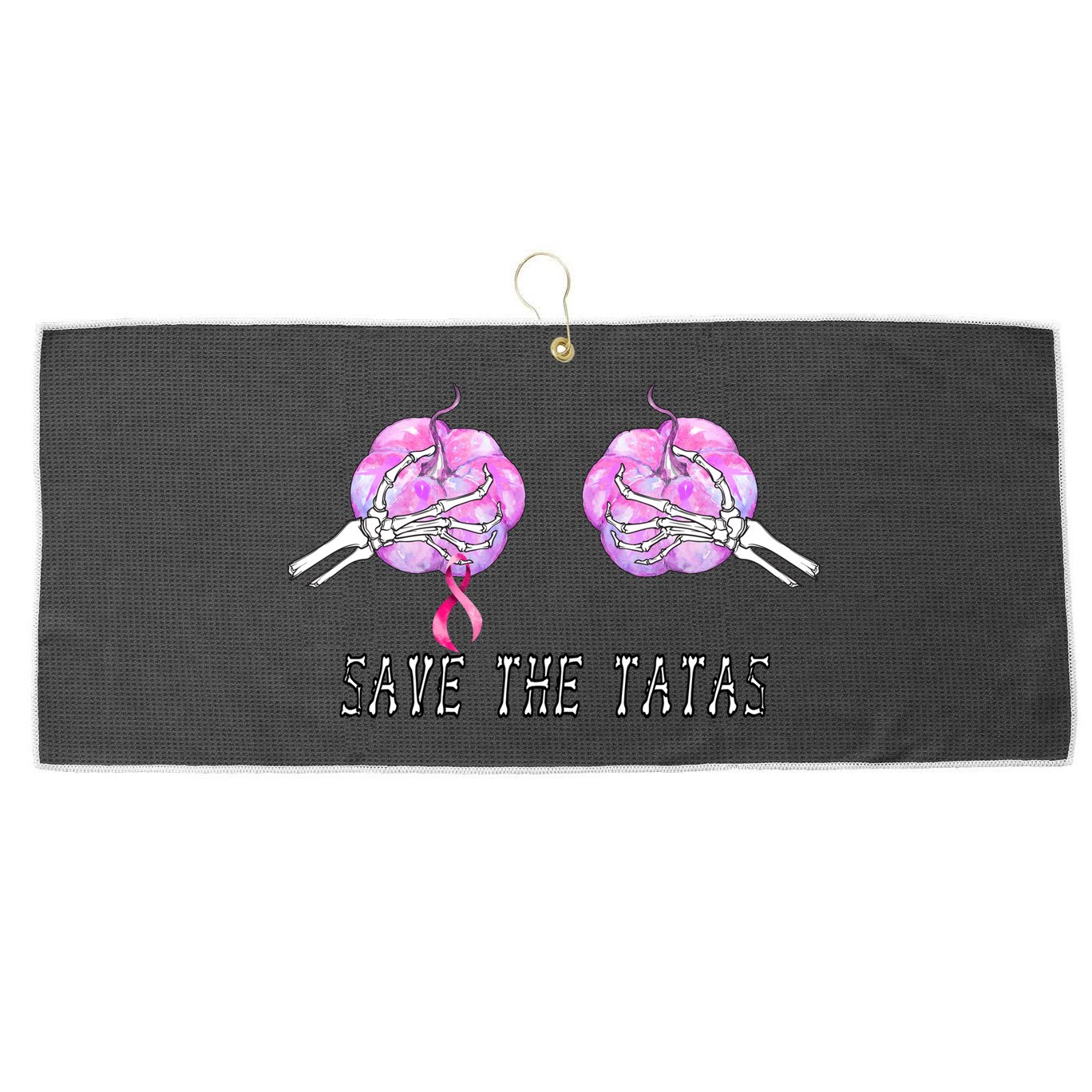 Save The TaTas Halloween Breast Cancer Awareness Large Microfiber Waffle Golf Towel