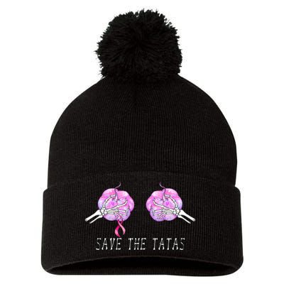 Save The TaTas Halloween Breast Cancer Awareness Pom Pom 12in Knit Beanie