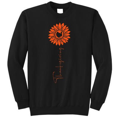 Sunflower Turkey Thanksgiving Day Funny Fall Autumn Flower Tall Sweatshirt