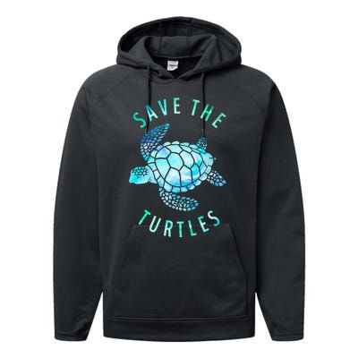 Save The Turtles Sea Turtle Tie Dye Ocean Wildlife Earth Day Performance Fleece Hoodie