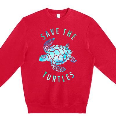 Save The Turtles Sea Turtle Tie Dye Ocean Wildlife Earth Day Premium Crewneck Sweatshirt