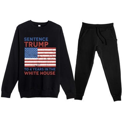 Sentence Trump To 4 Years In The White House Funny Gift Premium Crewneck Sweatsuit Set