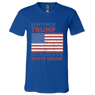 Sentence Trump To 4 Years In The White House Funny Gift V-Neck T-Shirt