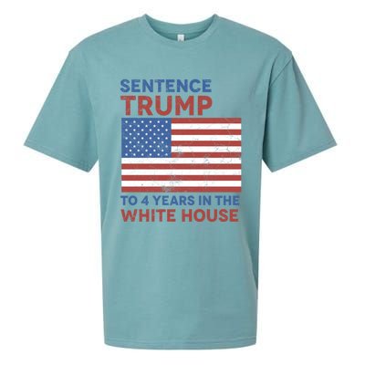 Sentence Trump To 4 Years In The White House Funny Gift Sueded Cloud Jersey T-Shirt