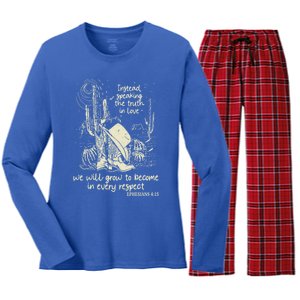 Speaking The Truth In Love Inspirational Christian Cow Gift Women's Long Sleeve Flannel Pajama Set 