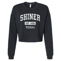 Shiner Texas Tx Vintage Sports Established Cropped Pullover Crew