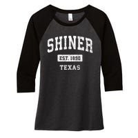 Shiner Texas Tx Vintage Sports Established Women's Tri-Blend 3/4-Sleeve Raglan Shirt