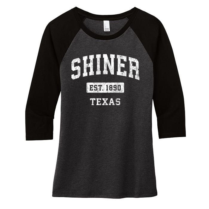 Shiner Texas Tx Vintage Sports Established Women's Tri-Blend 3/4-Sleeve Raglan Shirt