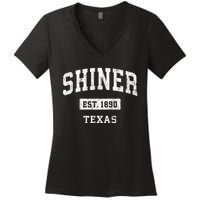 Shiner Texas Tx Vintage Sports Established Women's V-Neck T-Shirt