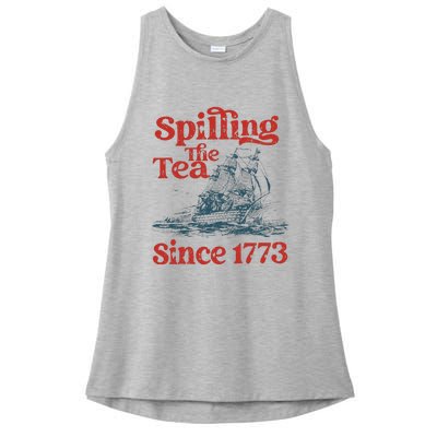 Spilling The Tea Since 1773 Patriotic History Teacher Ladies PosiCharge Tri-Blend Wicking Tank