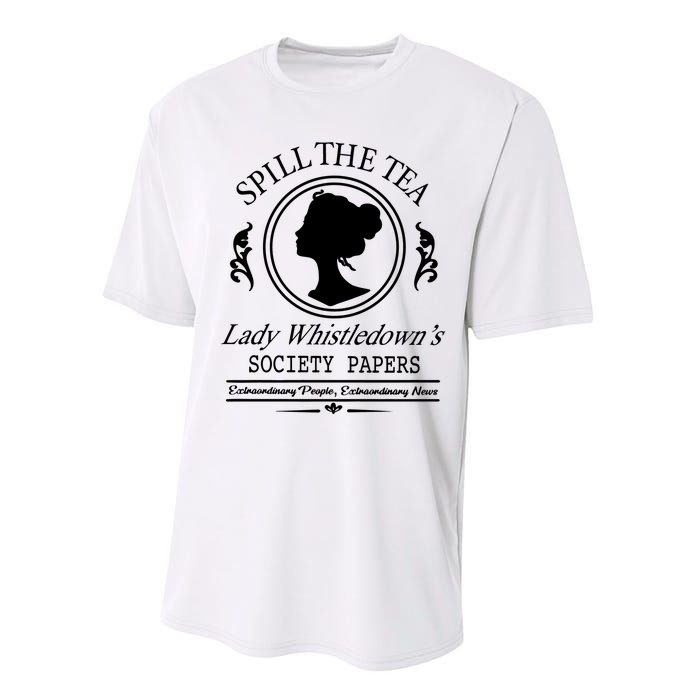 Spill The Tea Lady Whistledowns Performance Sprint T-Shirt