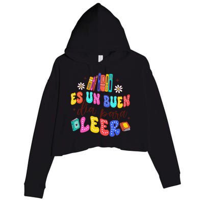 Spanish Teacher Teaching Maestra Es Un Buen Dia Para Leer Crop Fleece Hoodie