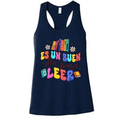 Spanish Teacher Teaching Maestra Es Un Buen Dia Para Leer Women's Racerback Tank