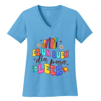 Spanish Teacher Teaching Maestra Es Un Buen Dia Para Leer Women's V-Neck T-Shirt