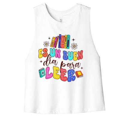 Spanish Teacher Teaching Maestra Es Un Buen Dia Para Leer Women's Racerback Cropped Tank