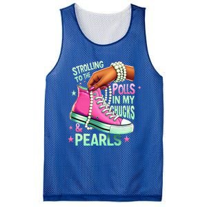 Strolling To The Polls In My Chucks & Pearls Mesh Reversible Basketball Jersey Tank