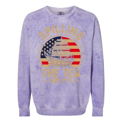 Spilling The Tea Since 1773 Patriotic History Teacher Colorblast Crewneck Sweatshirt