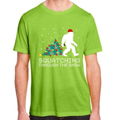 Squatching Through The Snow Bigfoot Christmas Sasquatch Gift Adult ChromaSoft Performance T-Shirt