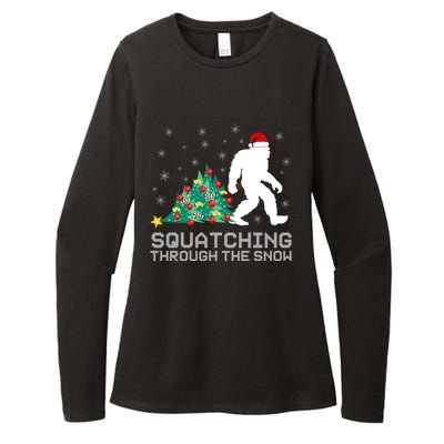 Squatching Through The Snow Bigfoot Christmas Sasquatch Gift Womens CVC Long Sleeve Shirt