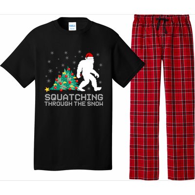 Squatching Through The Snow Bigfoot Christmas Sasquatch Gift Pajama Set