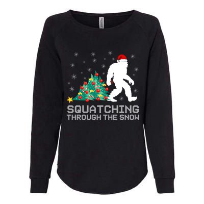 Squatching Through The Snow Bigfoot Christmas Sasquatch Gift Womens California Wash Sweatshirt