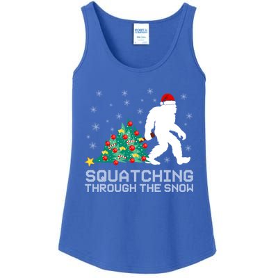 Squatching Through The Snow Bigfoot Christmas Sasquatch Gift Ladies Essential Tank