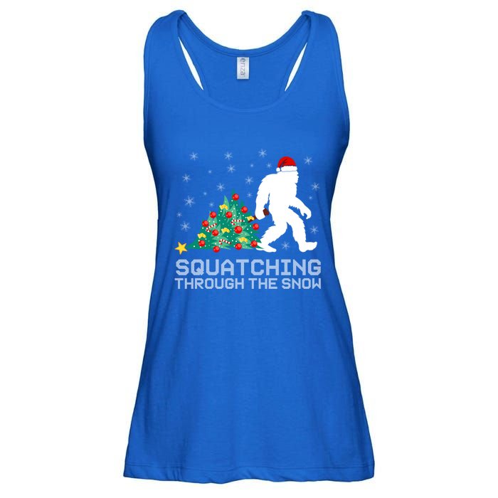 Squatching Through The Snow Bigfoot Christmas Sasquatch Gift Ladies Essential Flowy Tank