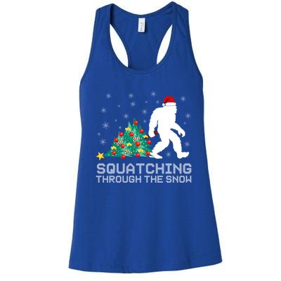 Squatching Through The Snow Bigfoot Christmas Sasquatch Gift Women's Racerback Tank